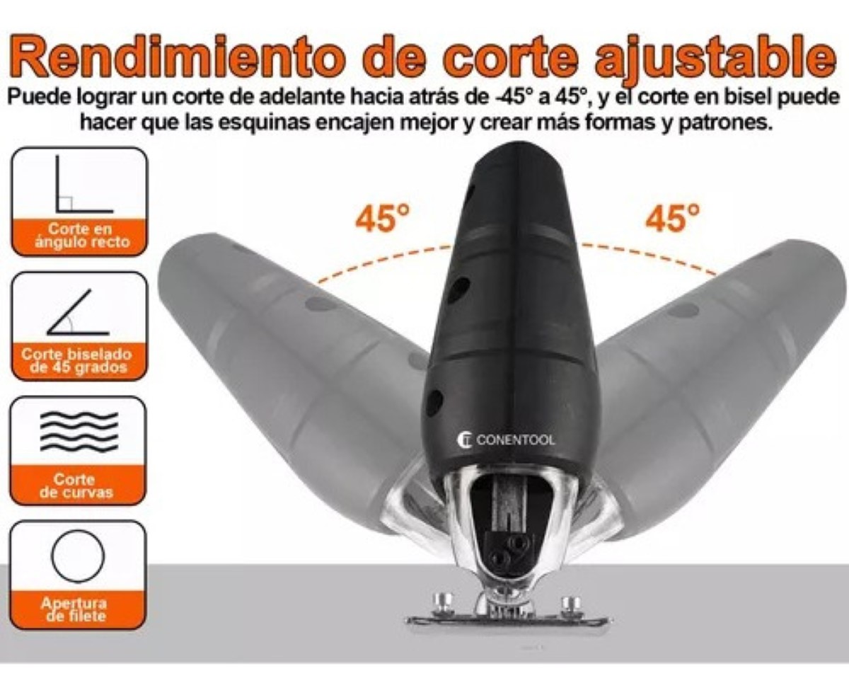 Sierra Caladora Profesional 780w+16 Accesorios Con Estche Negro