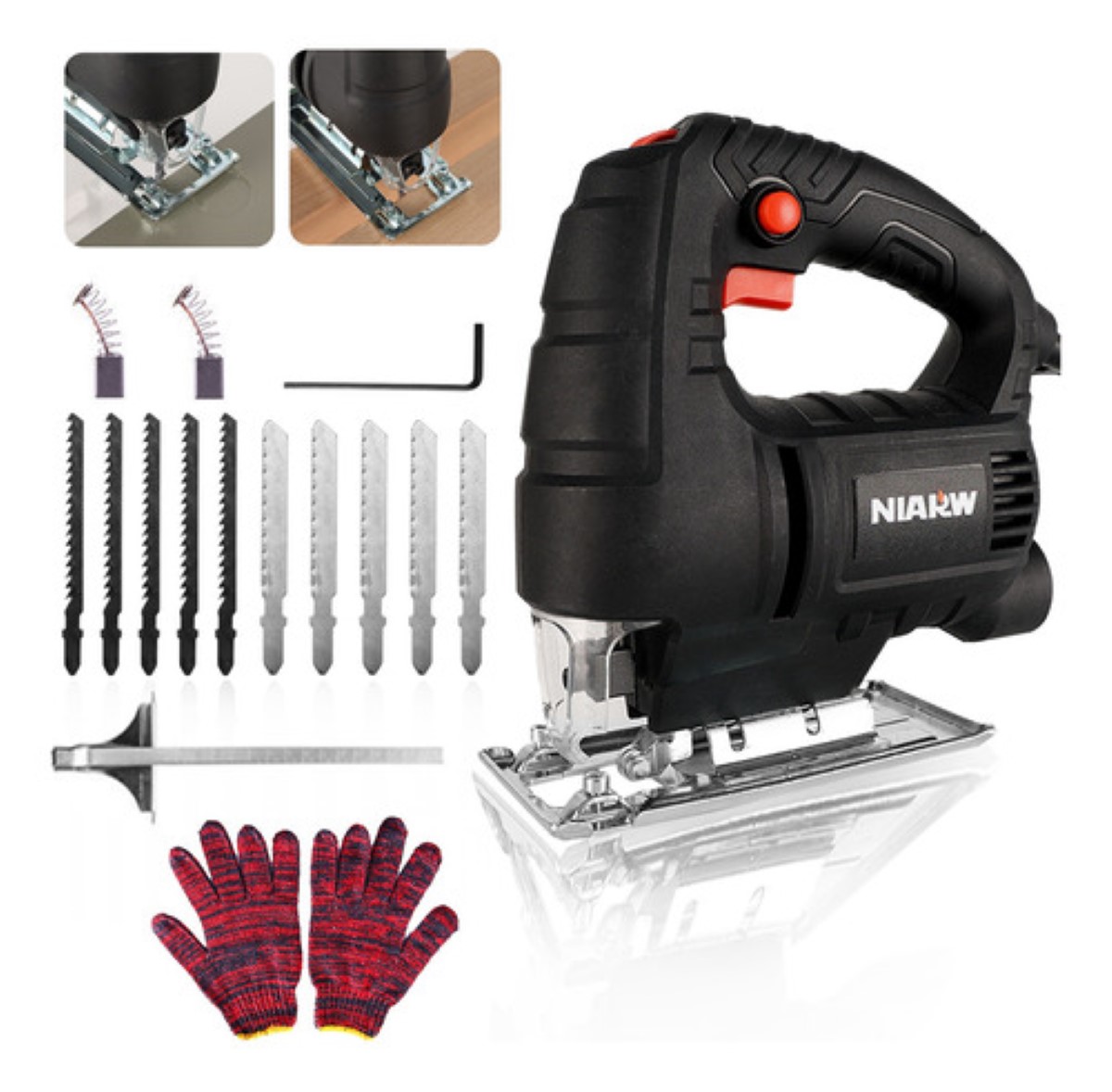 Sierra Caladora Profesional 780w+16 Accesorios Con Estche Negro