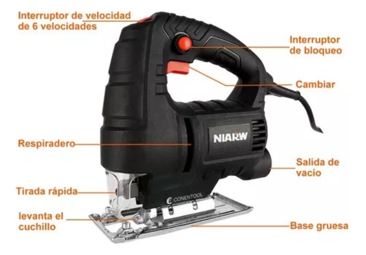 Sierra Caladora Profesional 780w+16 Accesorios Con Estche Negro