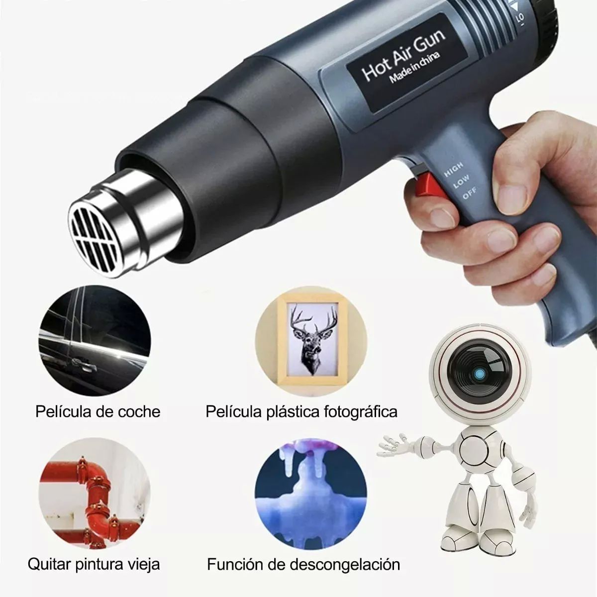 Pistola De Aire Caliente Ajustable Con Temperatura Constante