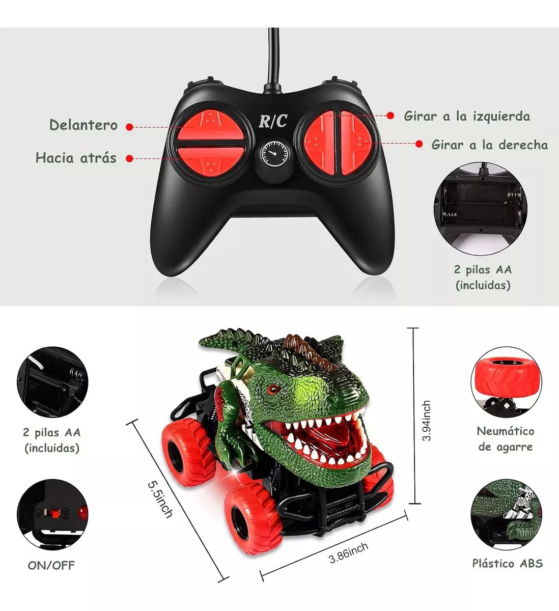 Coche Control Remoto Dinosaurio Juguetes Niños De15*9.5*12cm