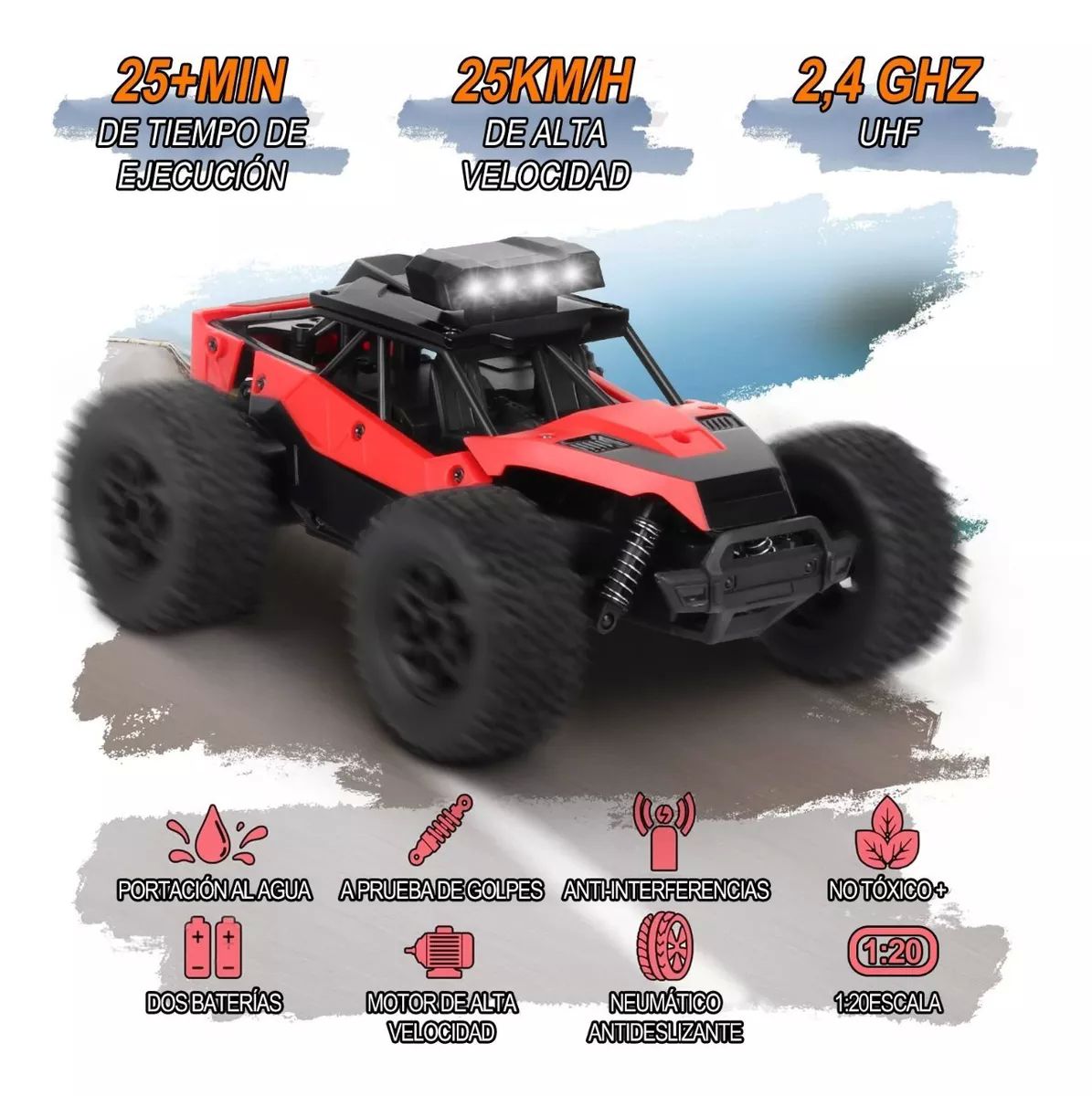 1:20 Carros De Control Remotos Recargable Auto Todoterreno.
