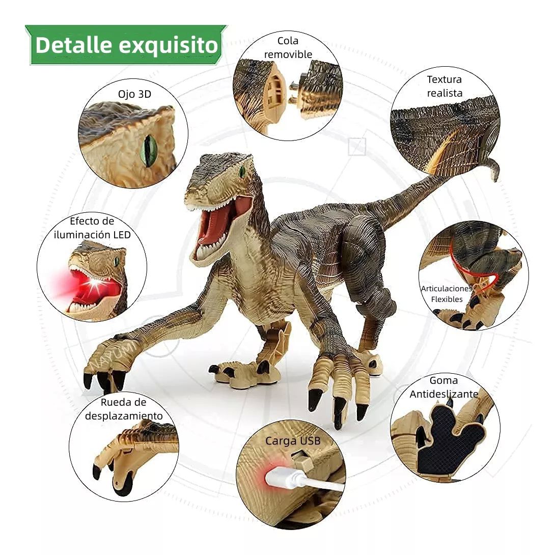 Dinosaurio Jurásico Velociraptor Control Remoto Juguete Niño