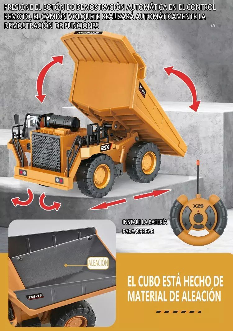 Vehículo De Ingeniería Rc Juguete 6canal Aleación Metal