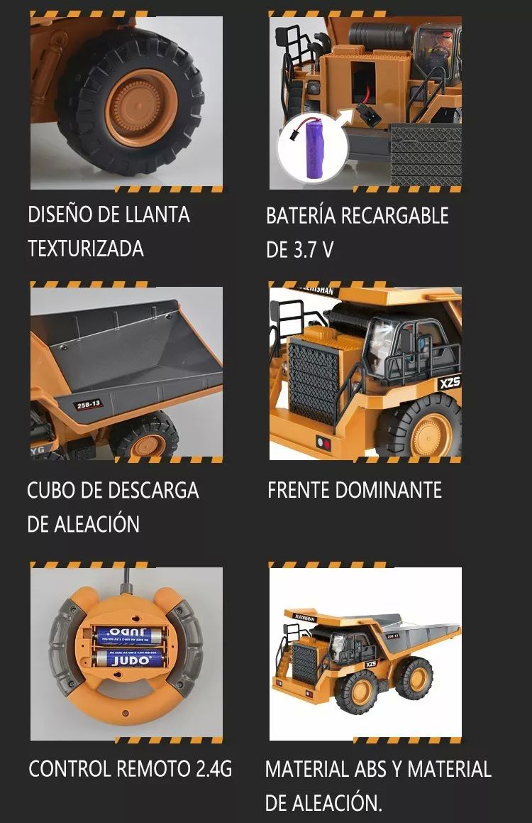 Vehículo De Ingeniería Rc Juguete 6canal Aleación Metal