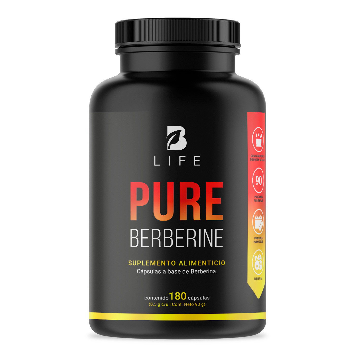 Berberina De 180 Cápsulas De 500mg. Pure Berberine. B Life