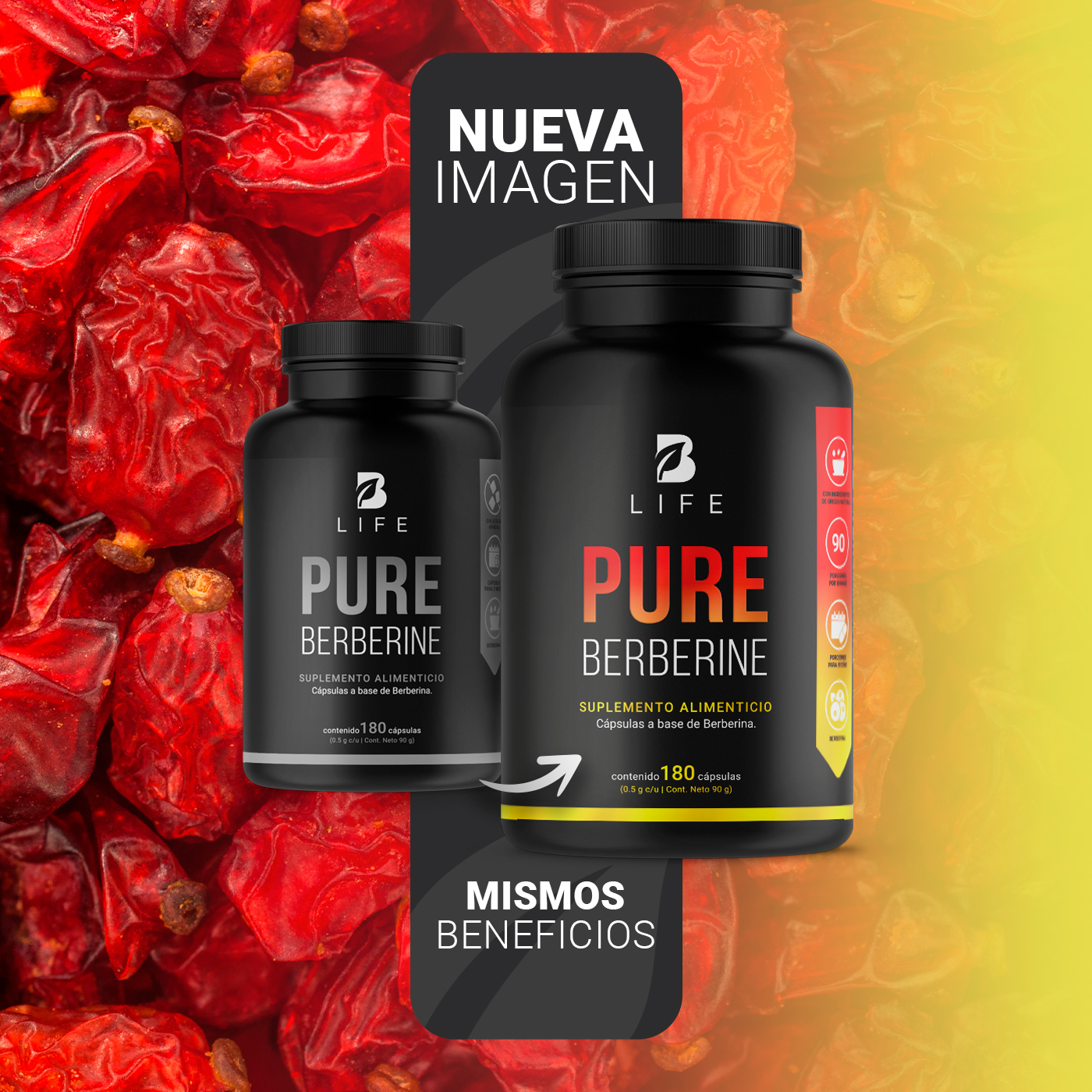Berberina De 180 Cápsulas De 500mg. Pure Berberine. B Life