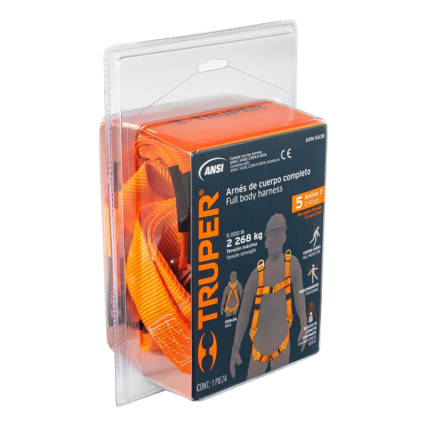ARNÉS DE CUERPO COMPLETO CON 5 ANILLOS, ANSI, TRUPER 14434
