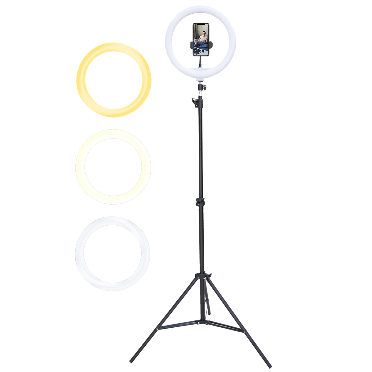 Aro de Luz LED 12 Pulgadas Archy Tripie 2 Metros Anillo de Luz Profesional Trípode y Soporte de Teléfono, 3 Modos de Luz y 10 Niveles de Brillo