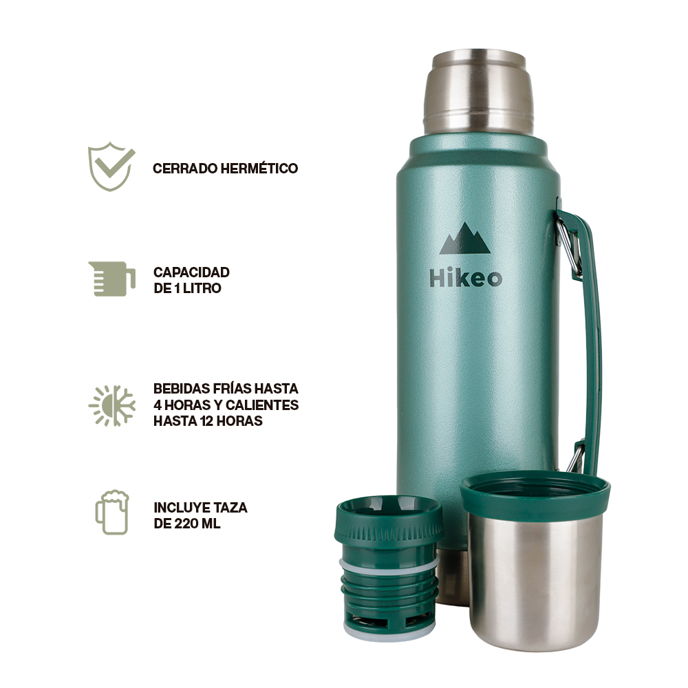 Termo para Café y Agua de Acero Inoxidable Doble Pared 1 Litro