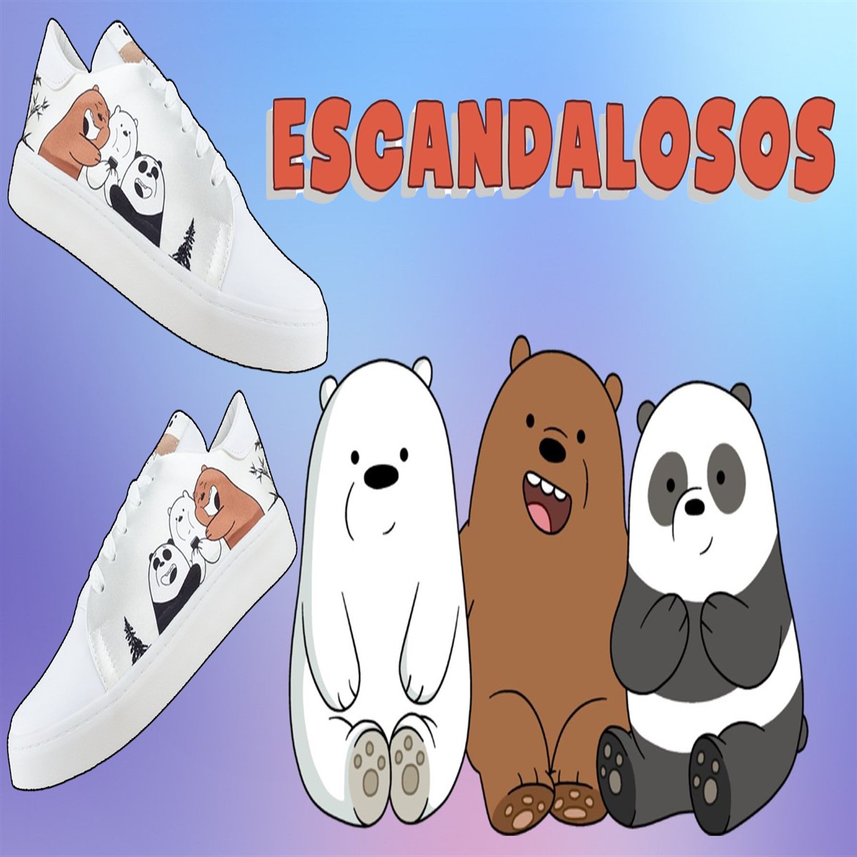 Tenis Osos Escandalosos Niñas Polar Sneaker 423-B Blancos.