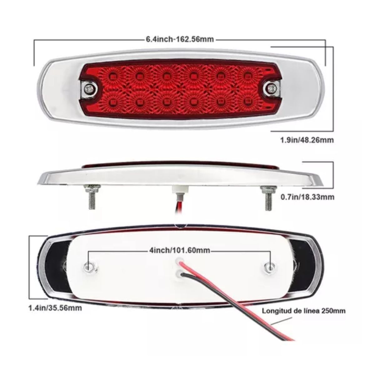 Plafones 12 Led Tipo Peter Laterales Remolque Caja Trailer 4 pzs, Azul