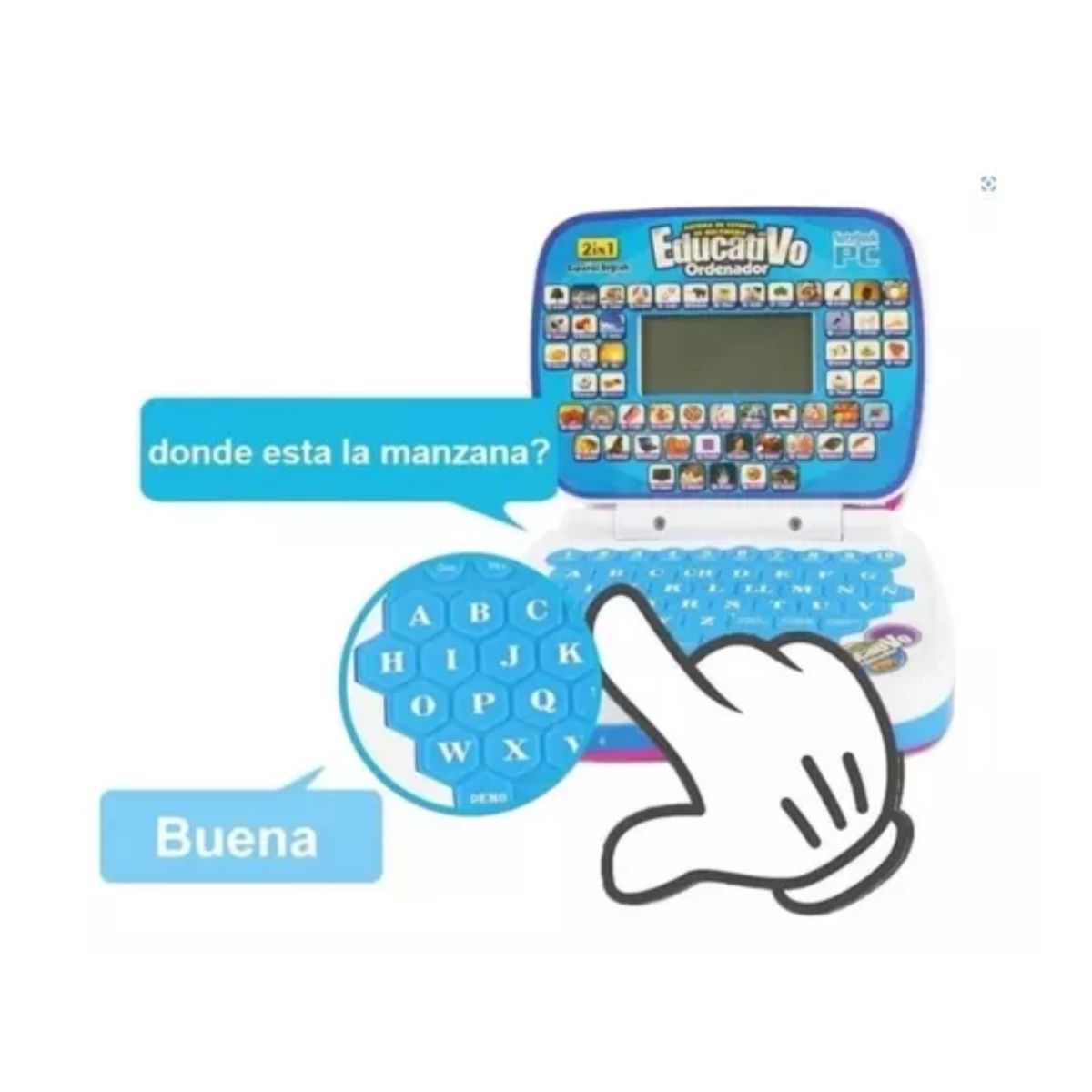 Computadora De Juguete De Aprendizaje Bilingüe Para Niños, Azul