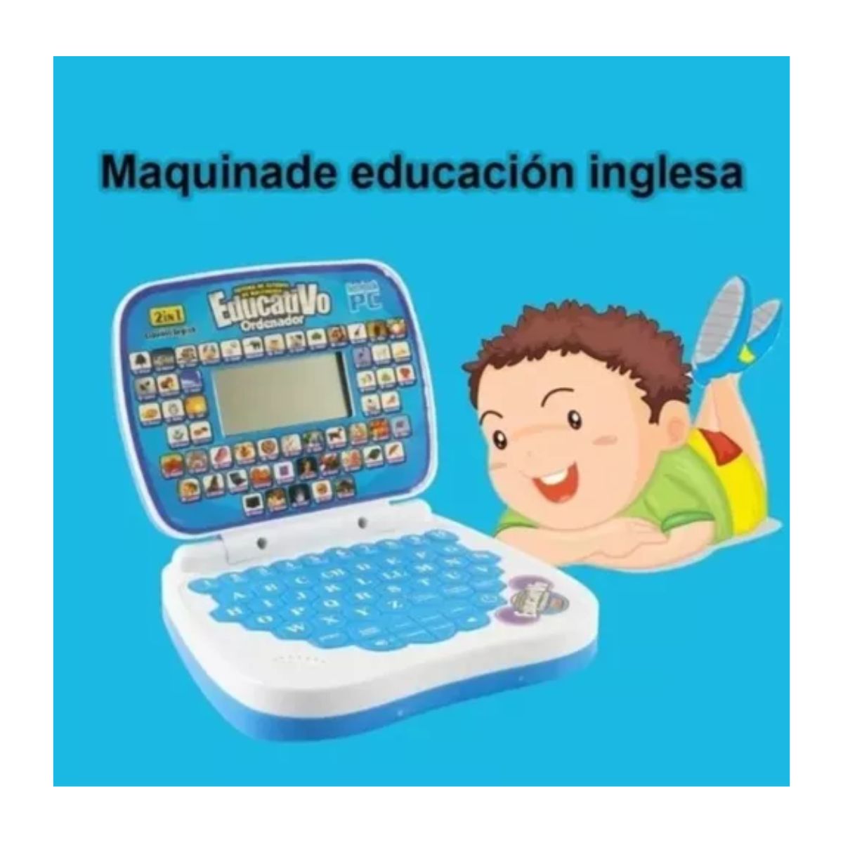 Computadora De Juguete De Aprendizaje Bilingüe Para Niños, Azul