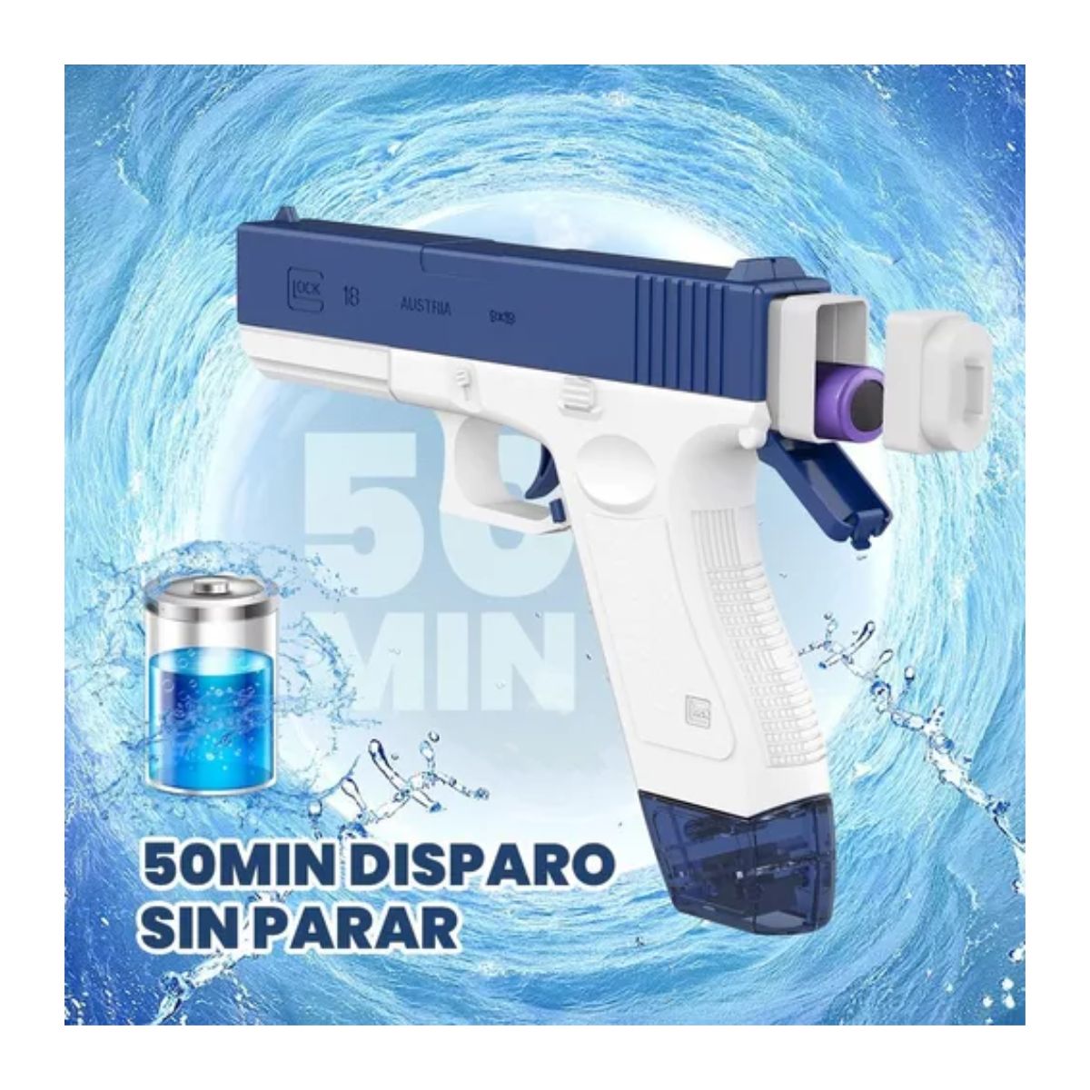 Pistola De Agua Eléctrico Juguete Para Niño, Azul/Blanco