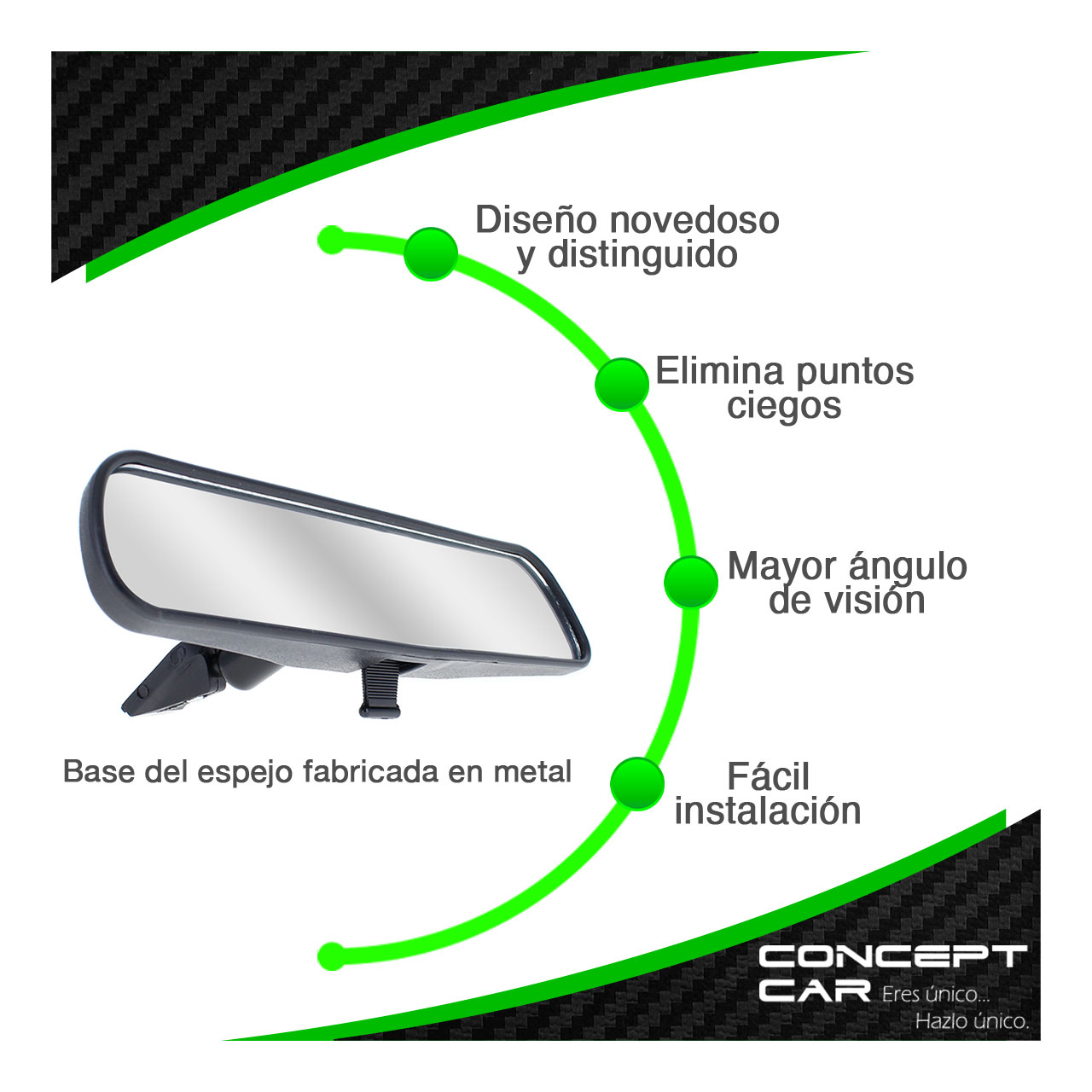 Espejo Retrovisor Central Auto Universal Tipo Dia Noche