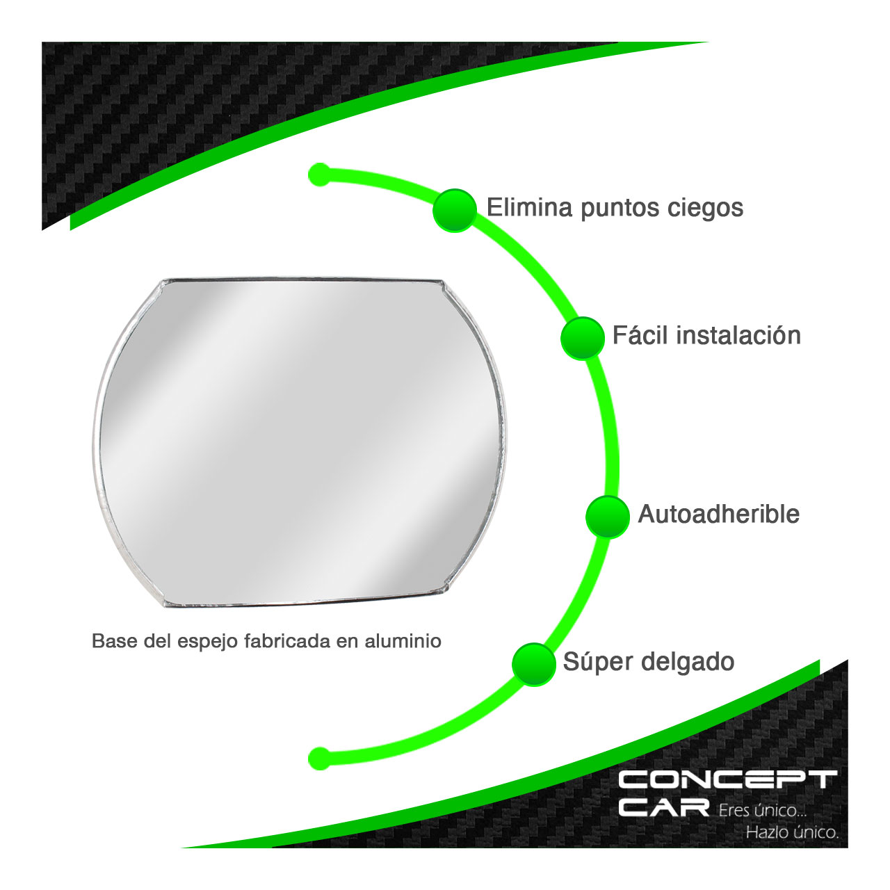 10 Espejo Automotriz Concavo 4x5 1/2 Pulgada Adherible Aluminio