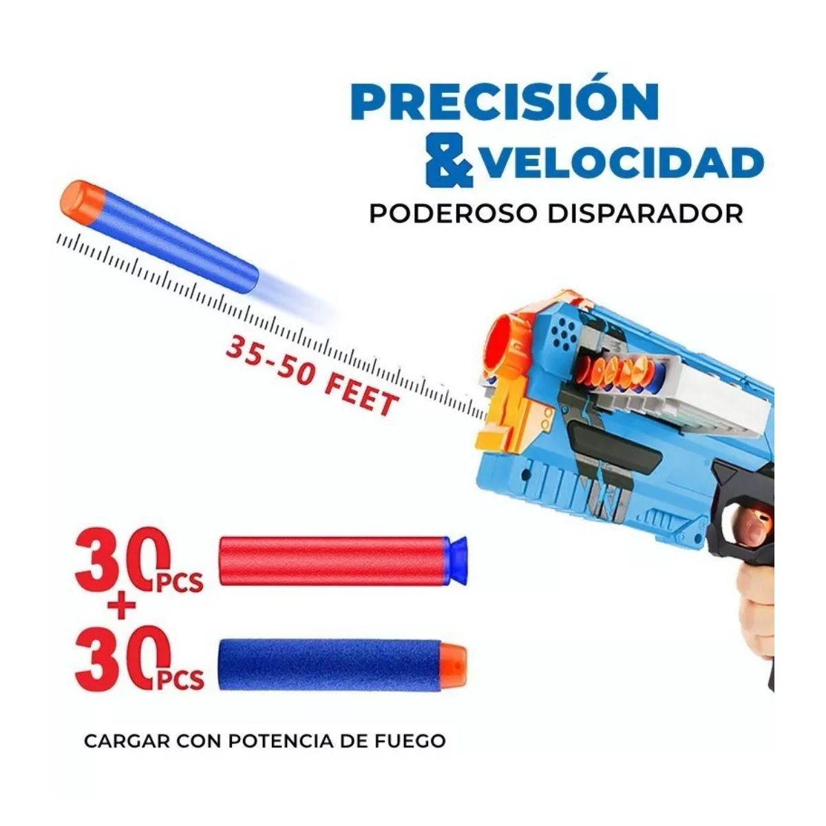 Juguete De Lanzador Con 60 Balas Para Niños, Azul