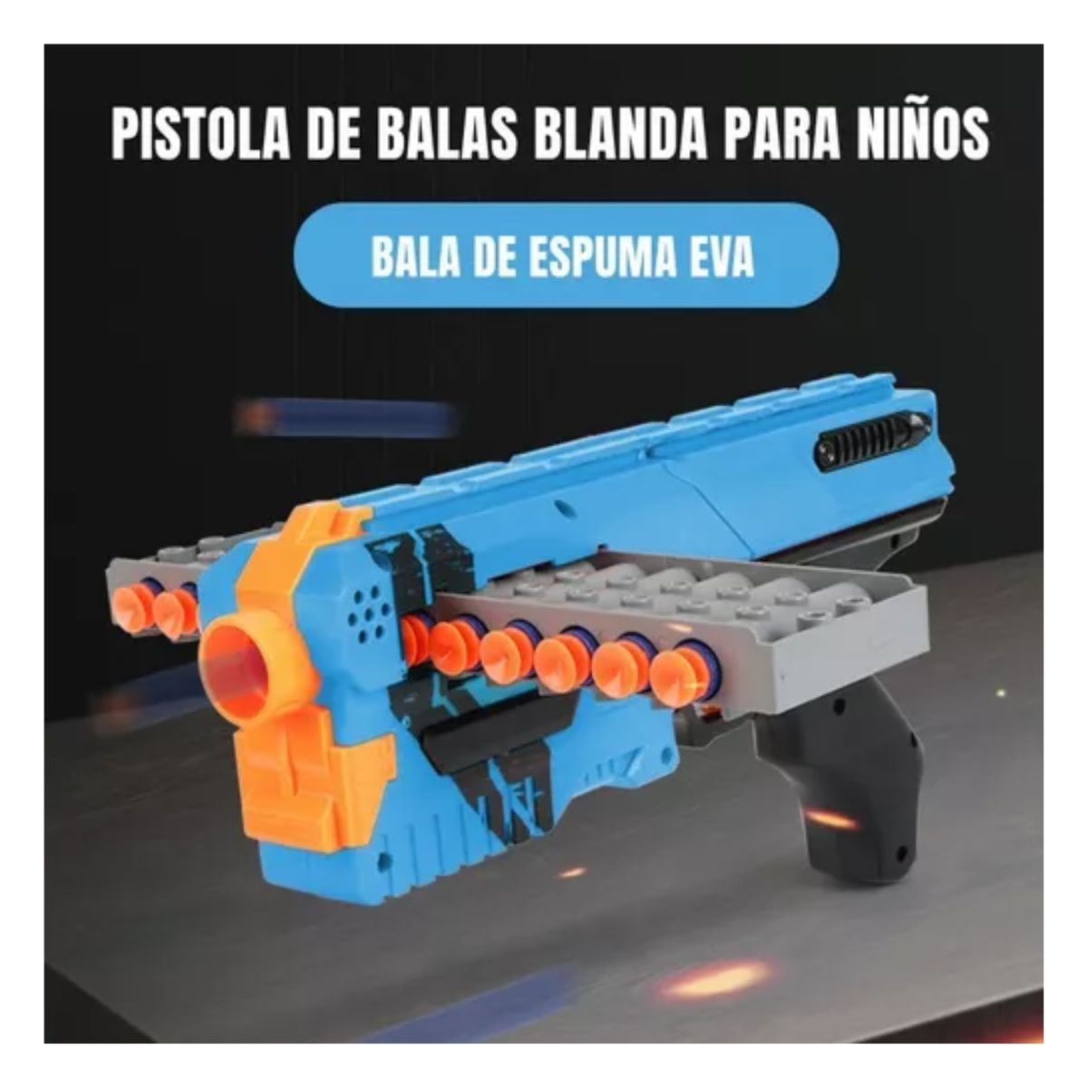 Juguete De Lanzador Con 60 Balas Para Niños, Azul