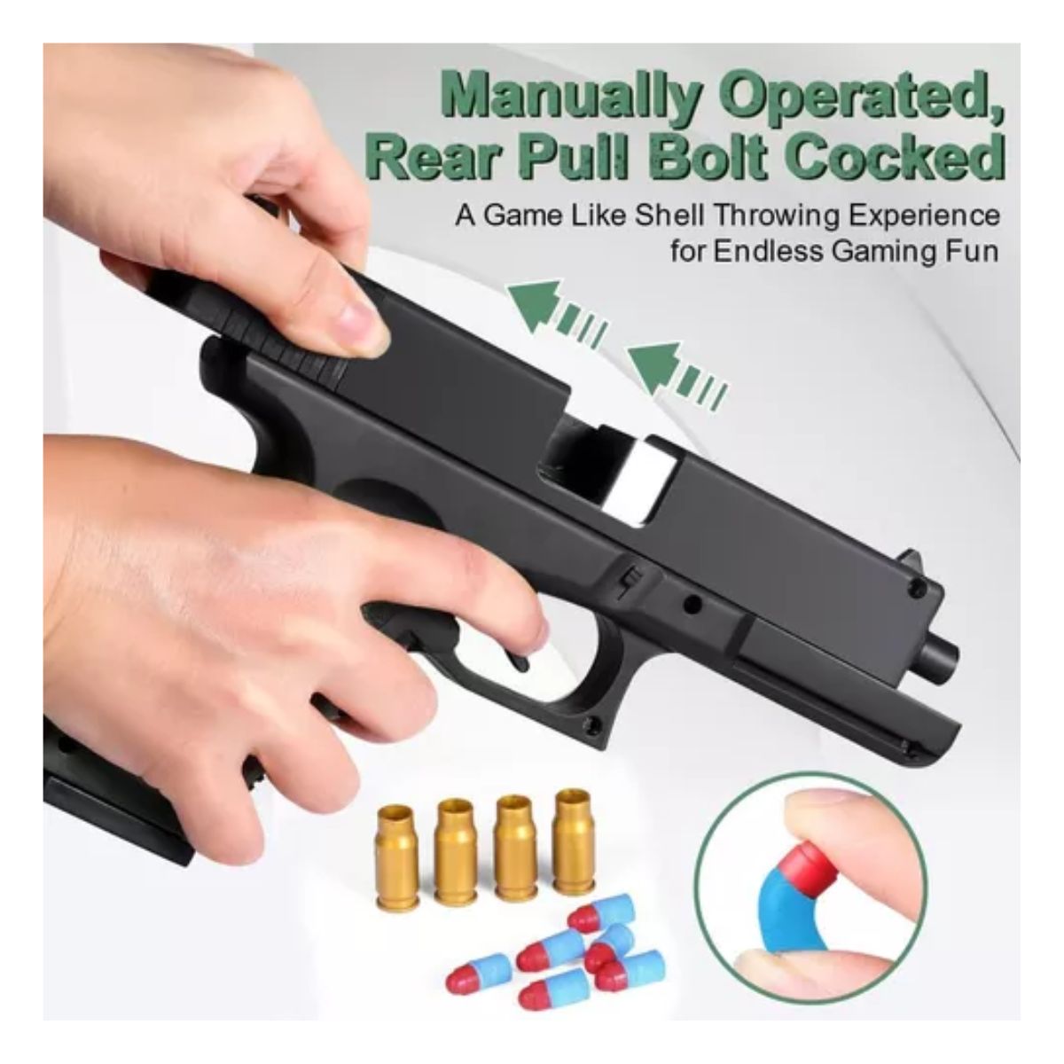 Pistola Juguete Balas Blandas Con Silenciador Regalo Niños, Negro