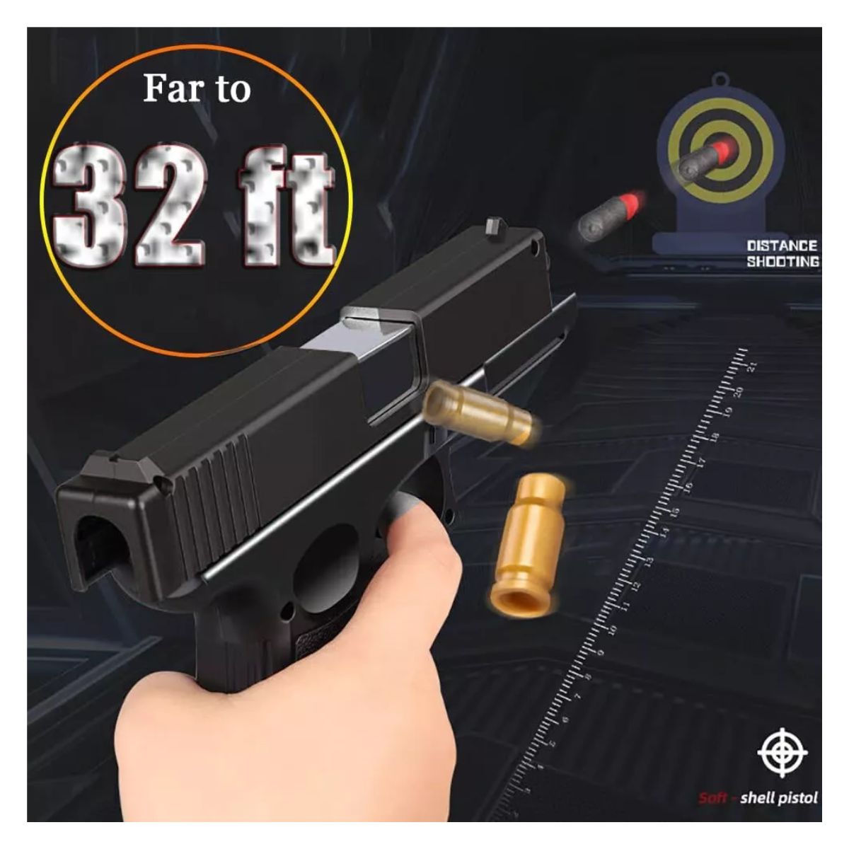 Pistola Juguete Balas Blandas Con Silenciador Regalo Niños, Negro