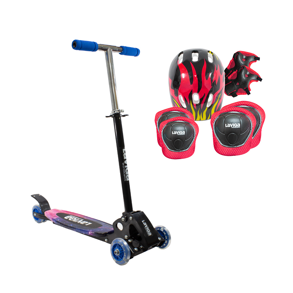 Scooter Patín Infantil Led Diseño Niñas Niños + Protecciones