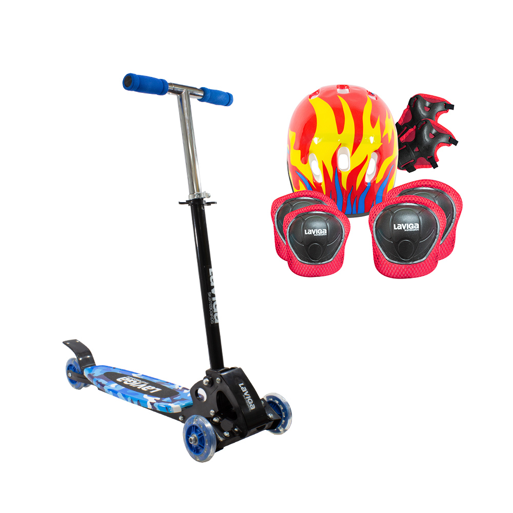 Scooter Patín Infantil Led Diseño Niñas Niños + Protecciones