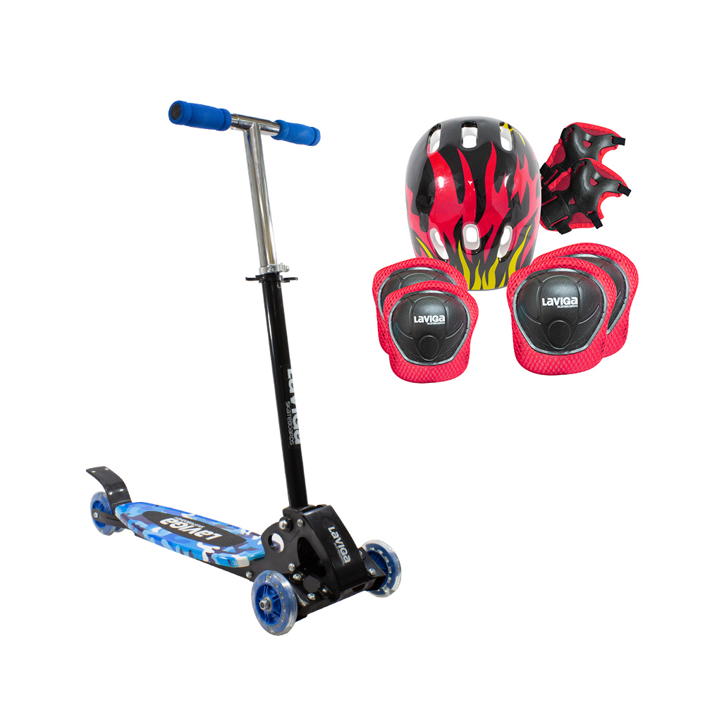 Scooter Patín Infantil Led Diseño Niñas Niños + Protecciones