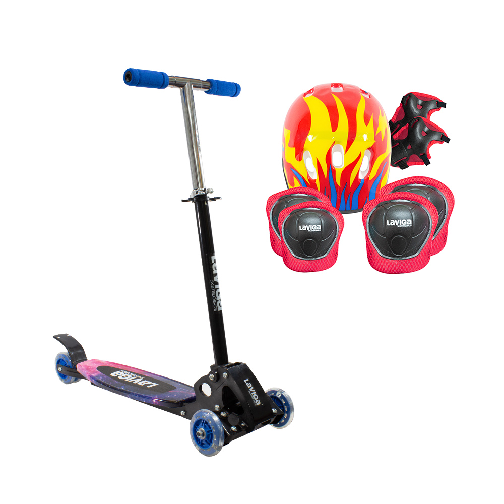 Scooter Patín Infantil Led Diseño Niñas Niños + Protecciones