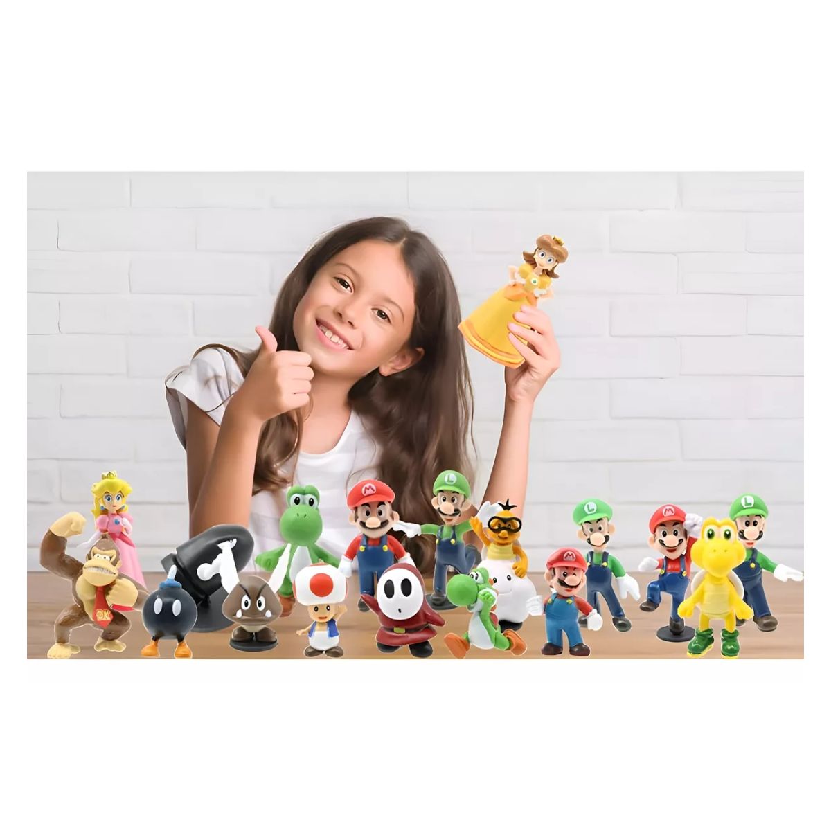 Figuras Super Mario Bross, Luigi, Mario, Juguetes Niños 23 piezas, Multicolor