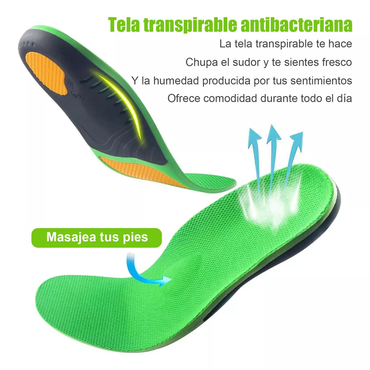 Plantilla Ortopedia Para Pie Plano Fascitis Verde Tamaño M