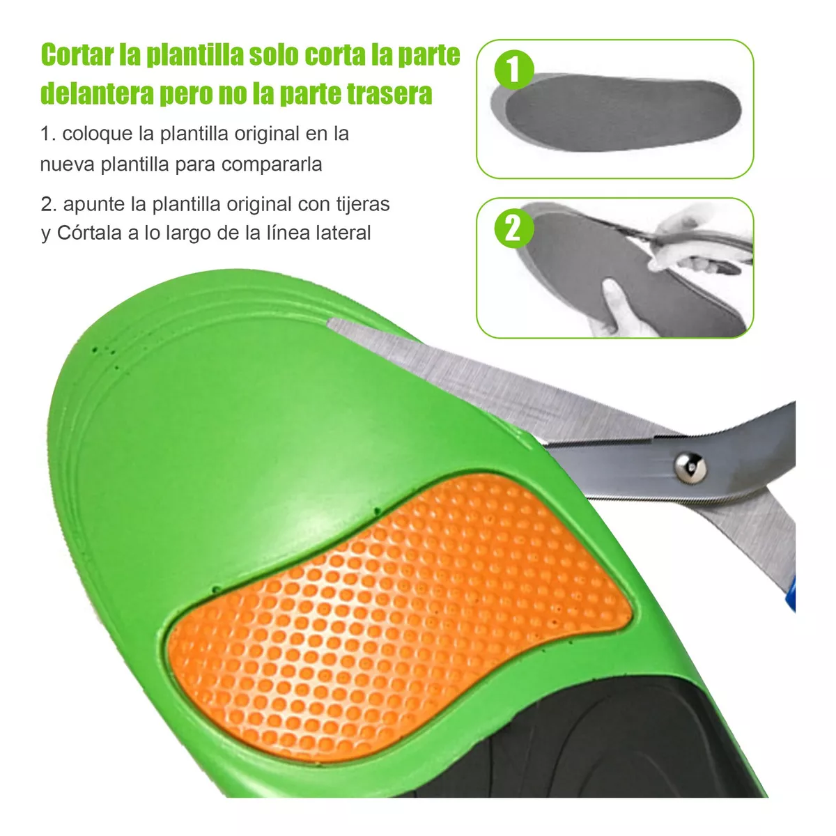 Plantilla Ortopedia Para Pie Plano Fascitis Verde Tamaño M