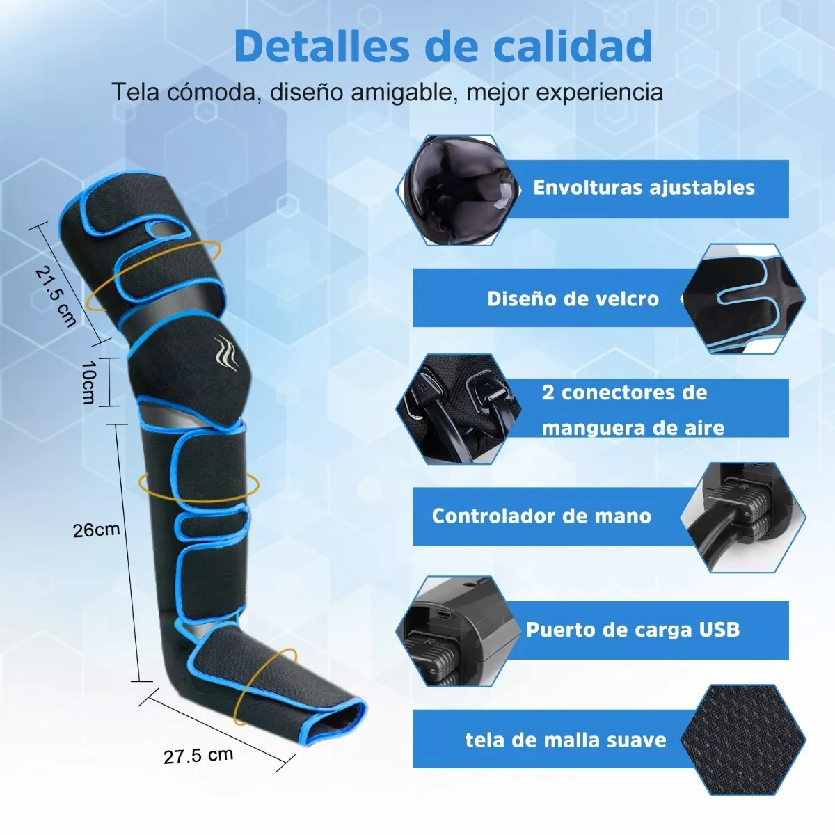 Electrico Masajeador De Pies Piernas Botas Aire Compresion Black Blue