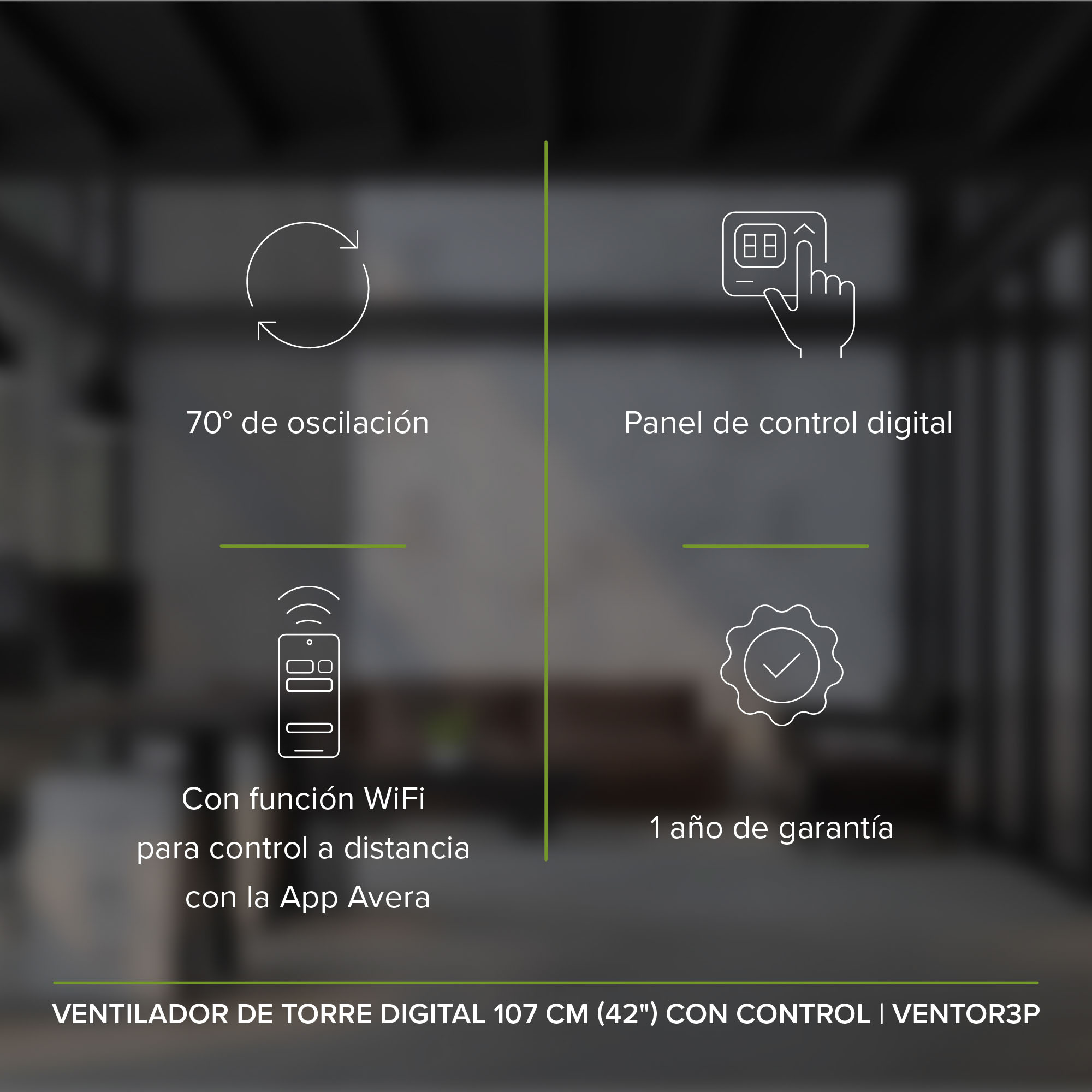 Ventilador De Torre Digital 42 Pulgadas Con Control Remoto Avera VENTOR3P