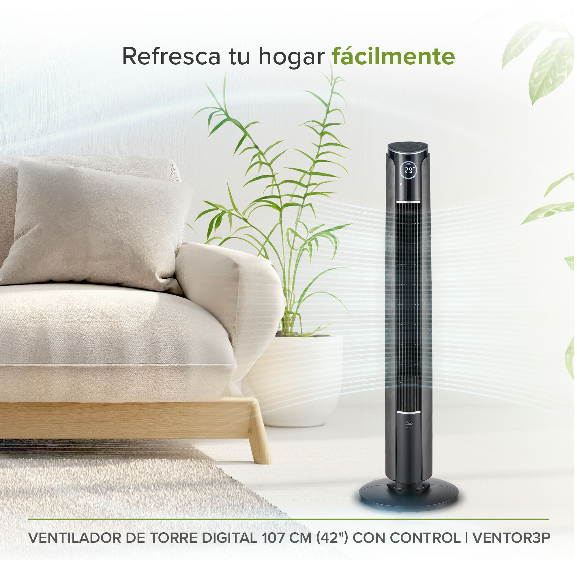 Ventilador De Torre Digital 42 Pulgadas Con Control Remoto Avera VENTOR3P