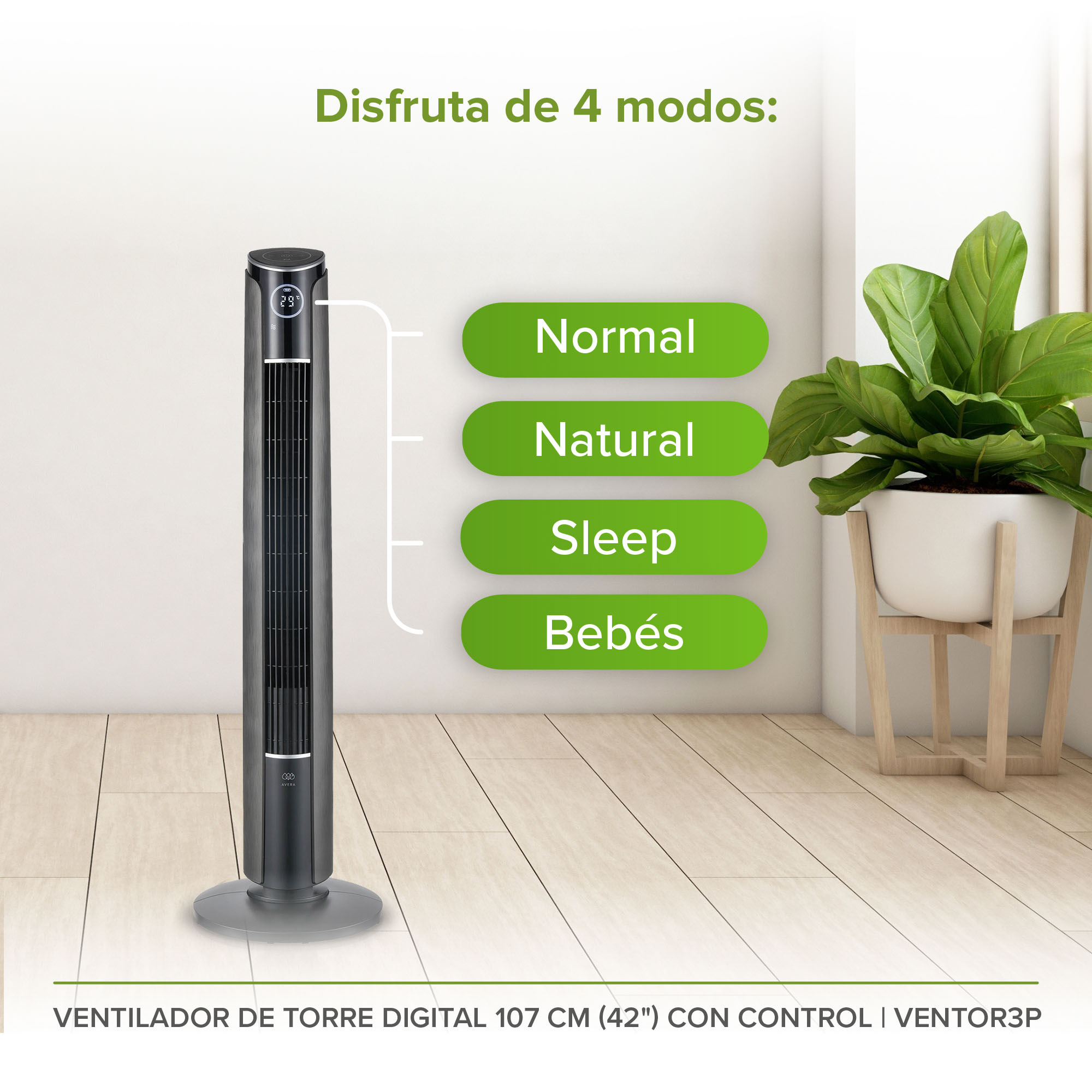 Ventilador De Torre Digital 42 Pulgadas Con Control Remoto Avera VENTOR3P