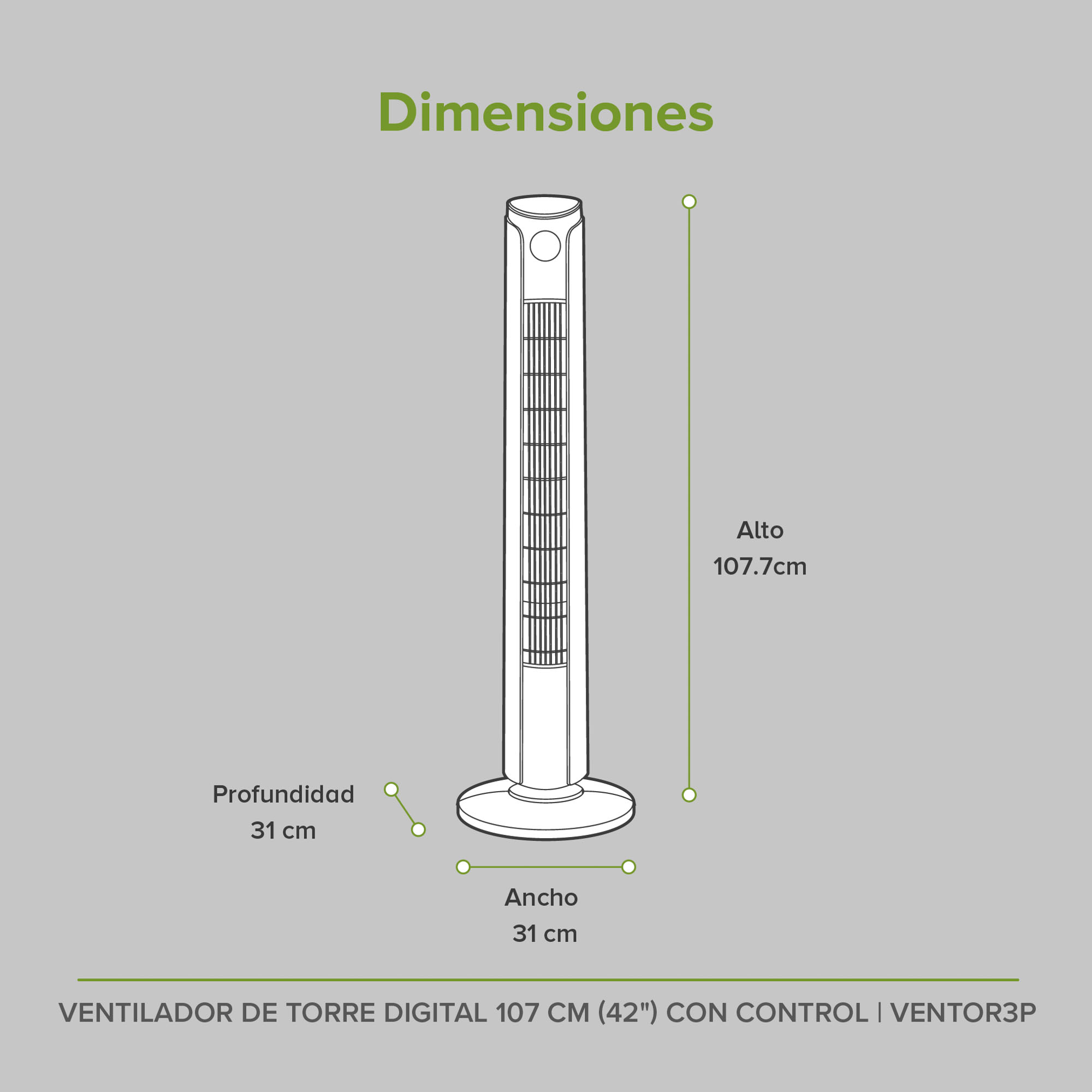 Ventilador De Torre Digital 42 Pulgadas Con Control Remoto Avera VENTOR3P