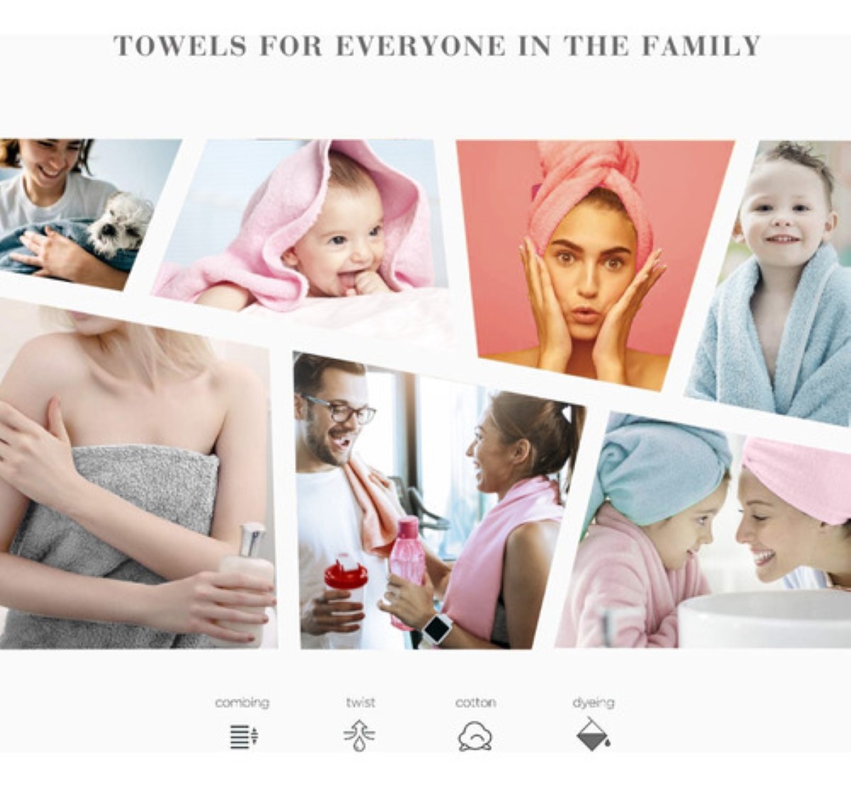 Kit De Toalla Baño Lana Suave De Alta Densidad 8piezas Multi colores