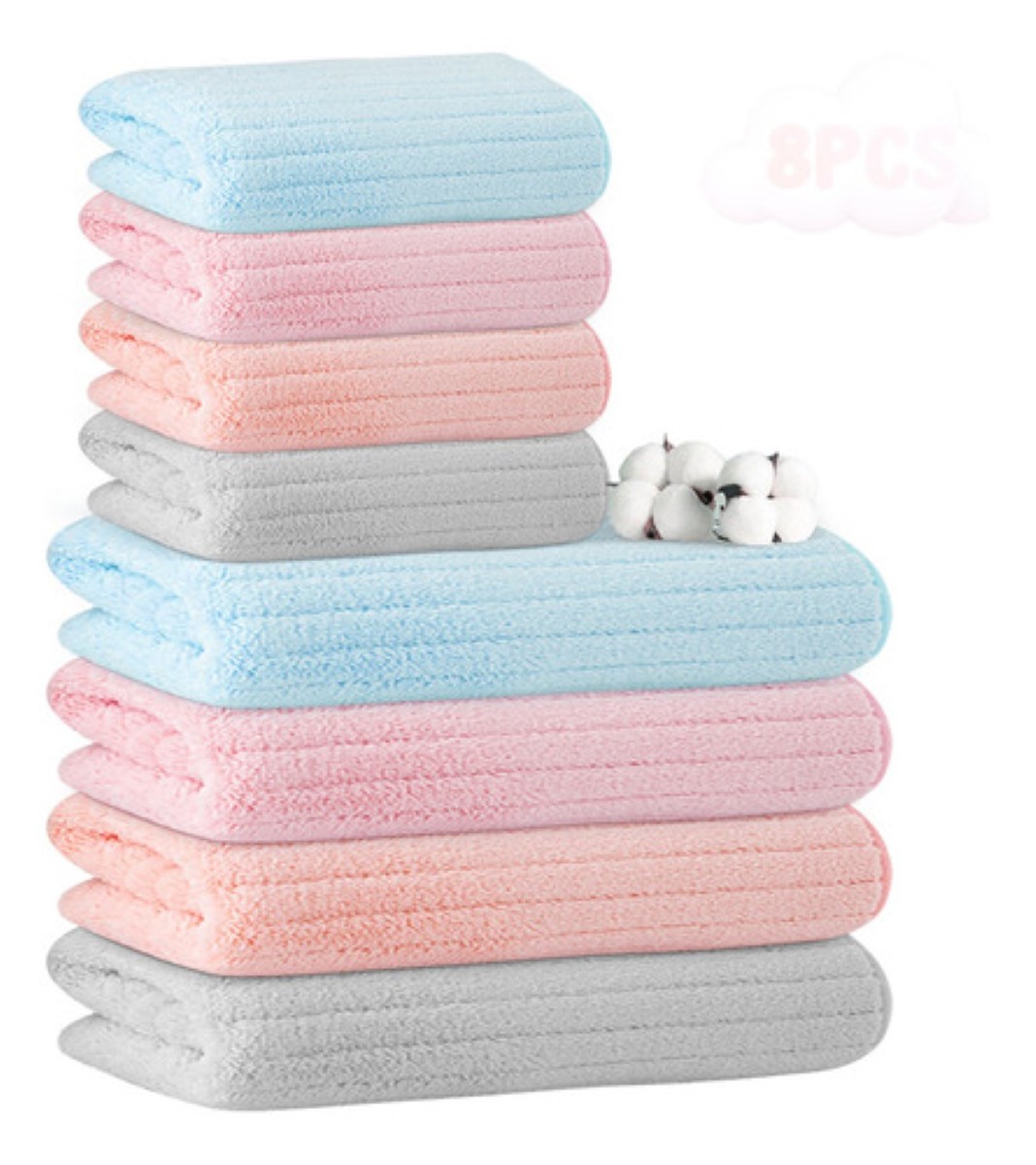 Kit De Toalla Baño Lana Suave De Alta Densidad 8piezas Multi colores