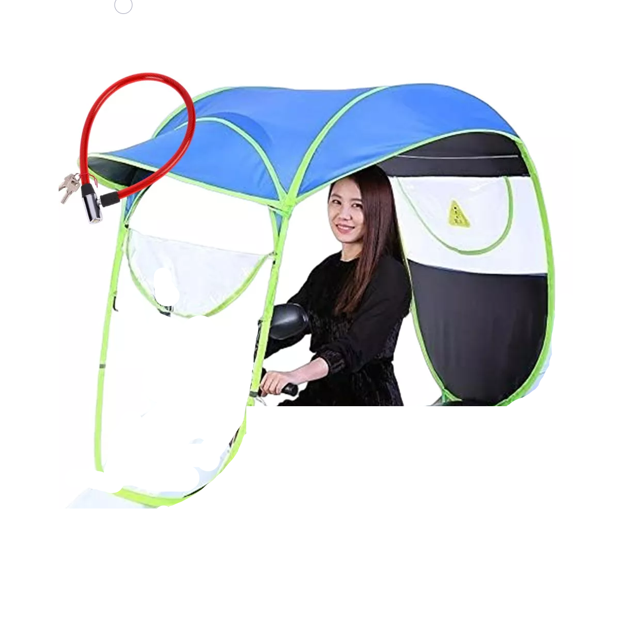 Toldo Cubresol Moto Lluvia Impermeable Motocicleta Y Candado Azul