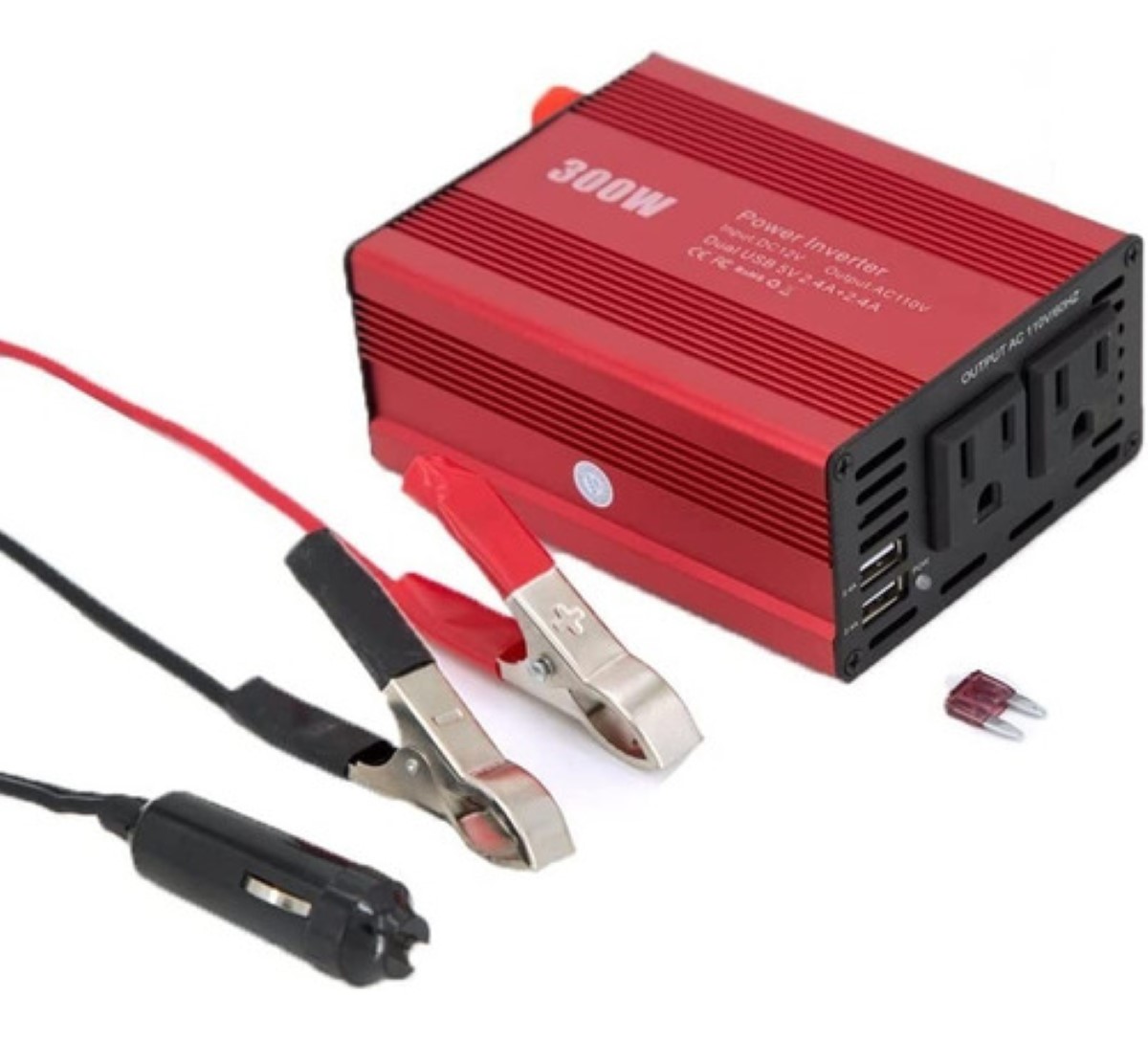 Inversor De Potencia De 300w Usb/ca Para Auto Rojo Oscuro 