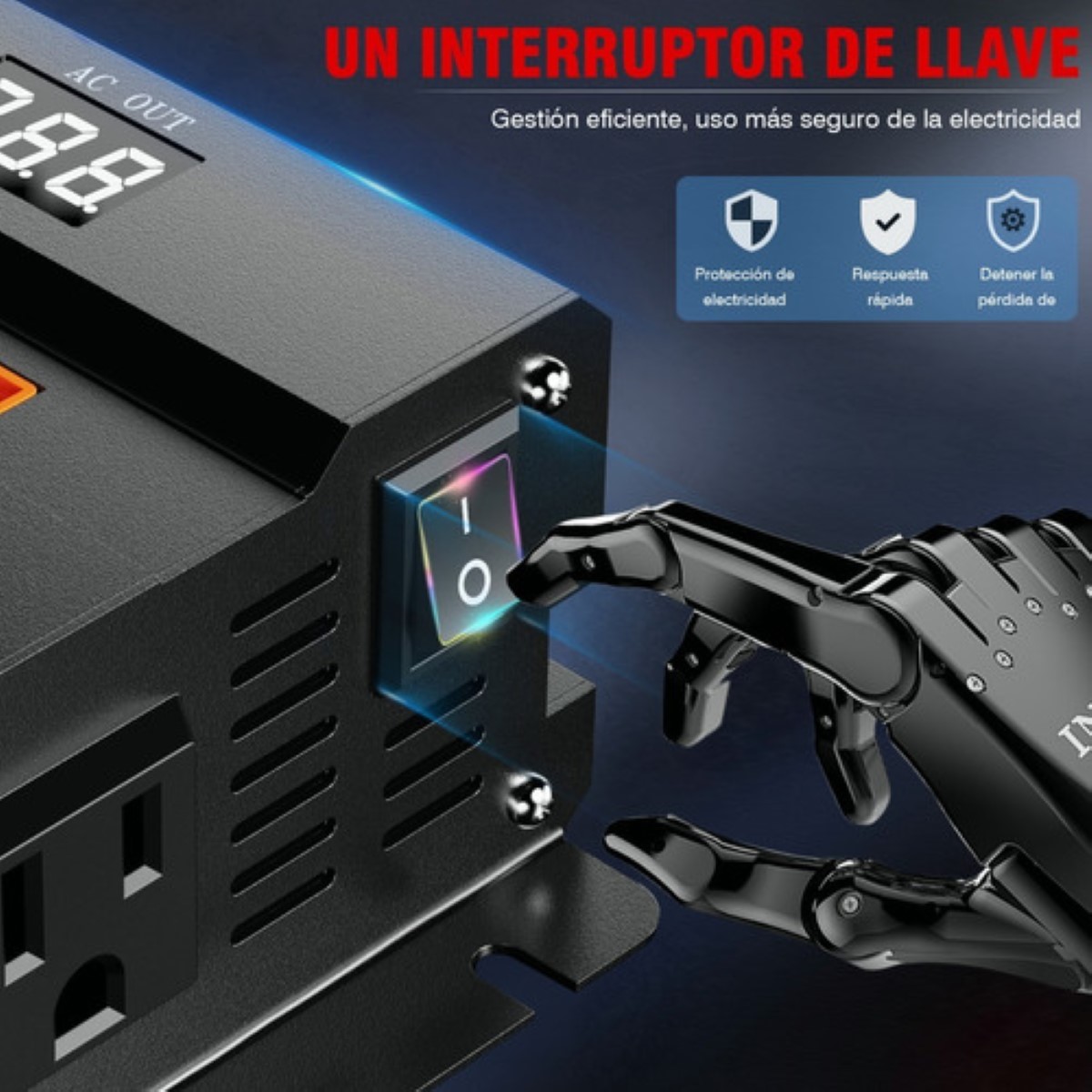 Inversor De Corriente 2000w Componente Electronicos De Coche Negro