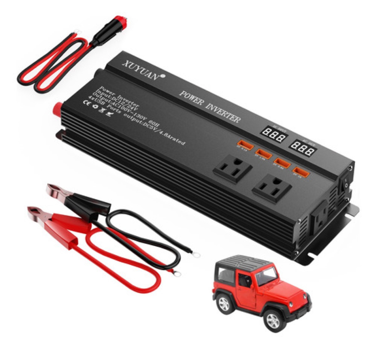 Inversor De Corriente 2000w Componente Electronicos De Coche Negro