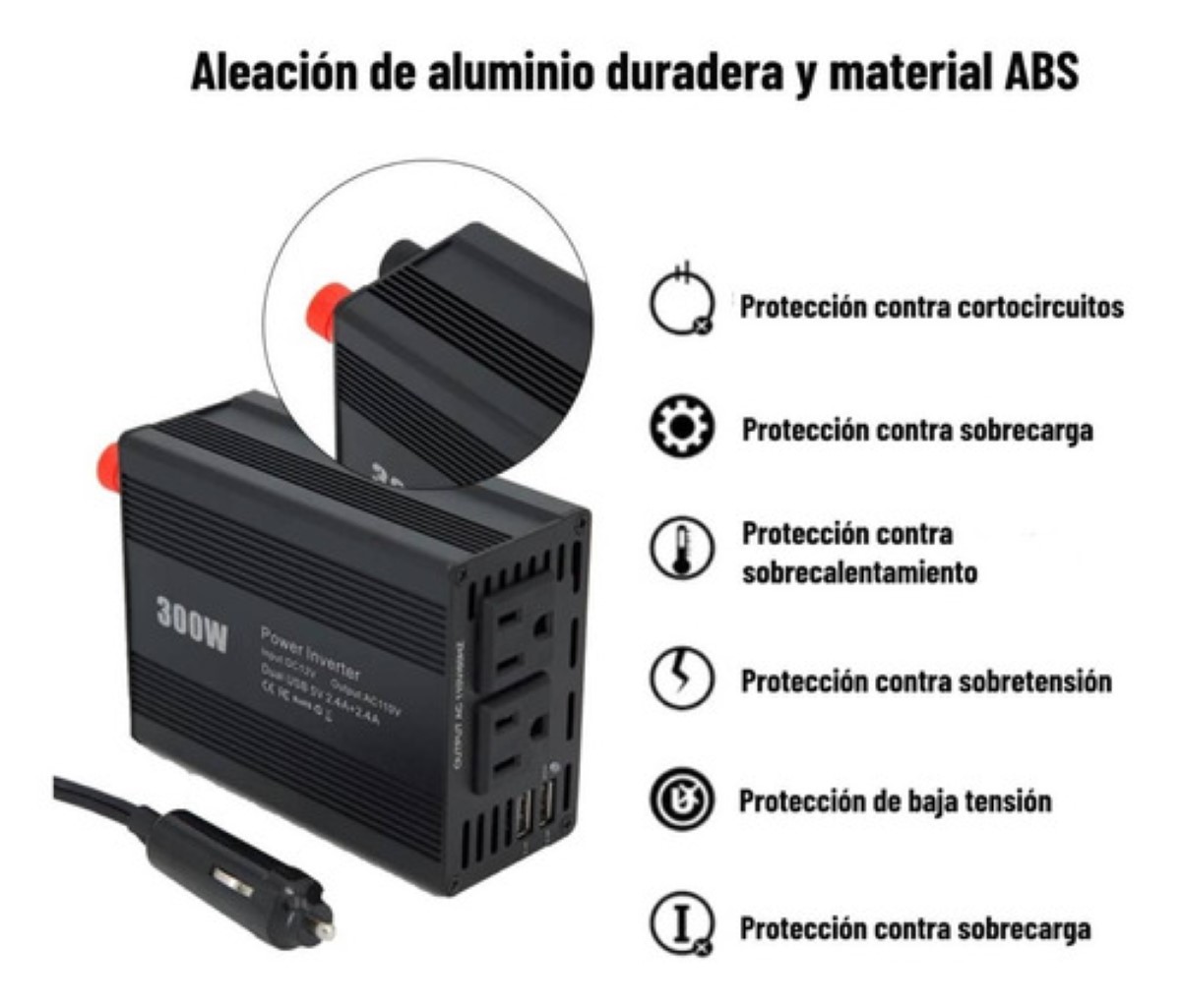 Inversor De Corriente Para Coche, Convertidor De Adaptador USB Dual De