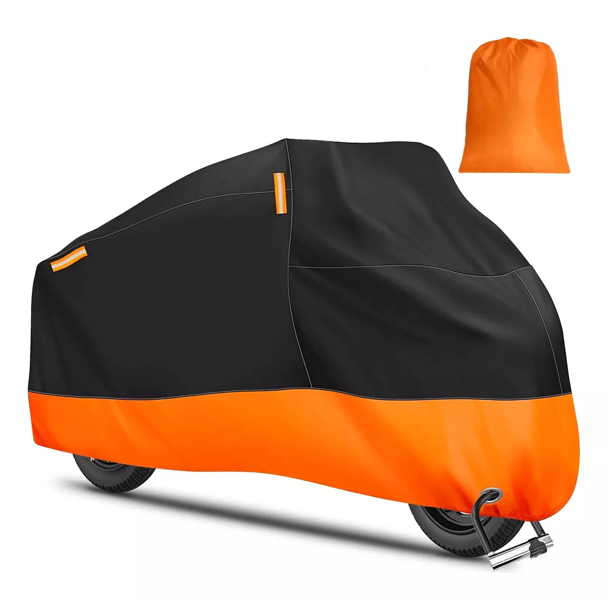 Funda Impermeable Para Moto Negra Y Naranja Talla M