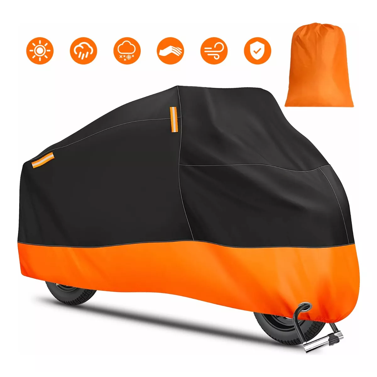 Funda Impermeable Para Moto Negra Y Naranja Talla M