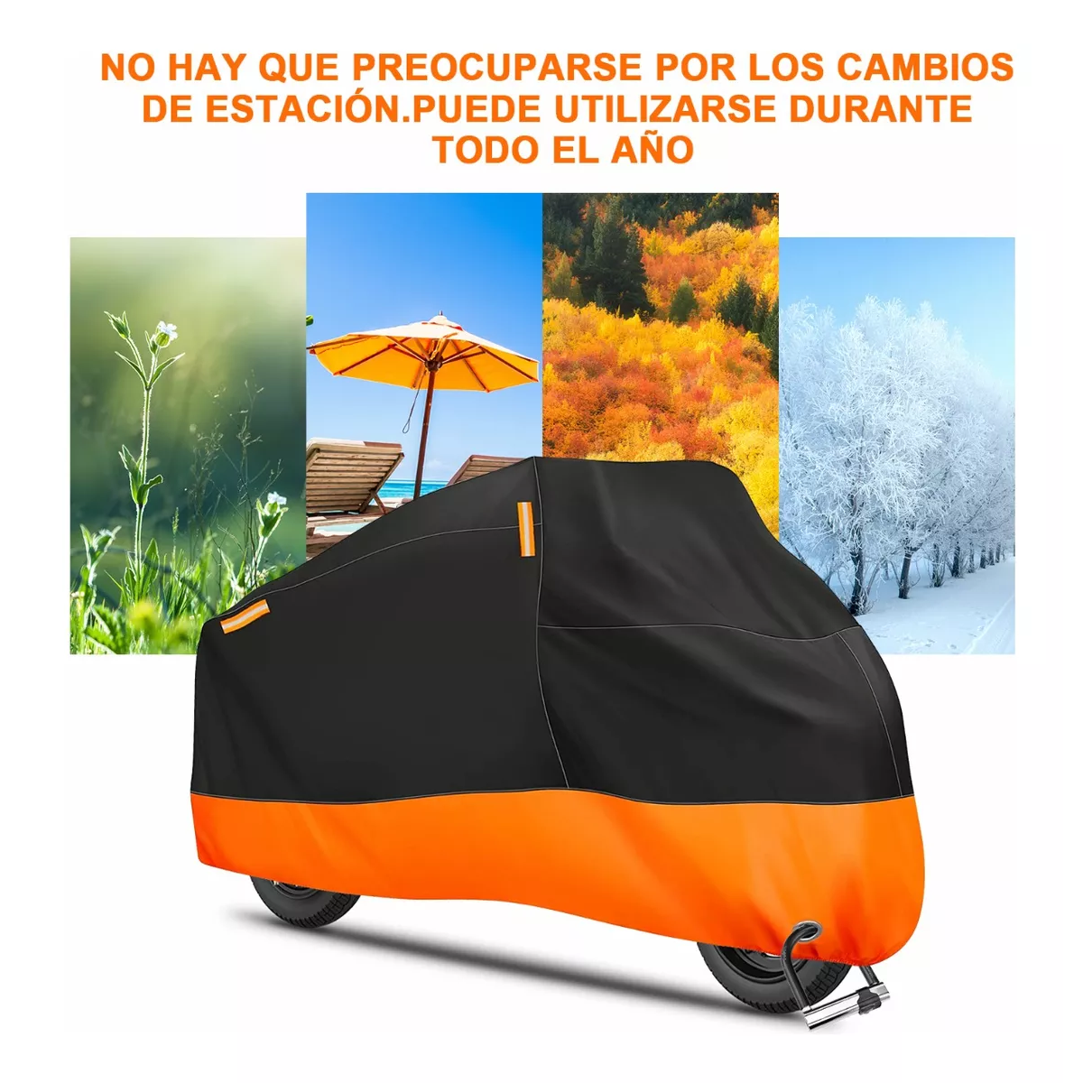 Funda Impermeable Para Moto Negra Y Naranja Talla M