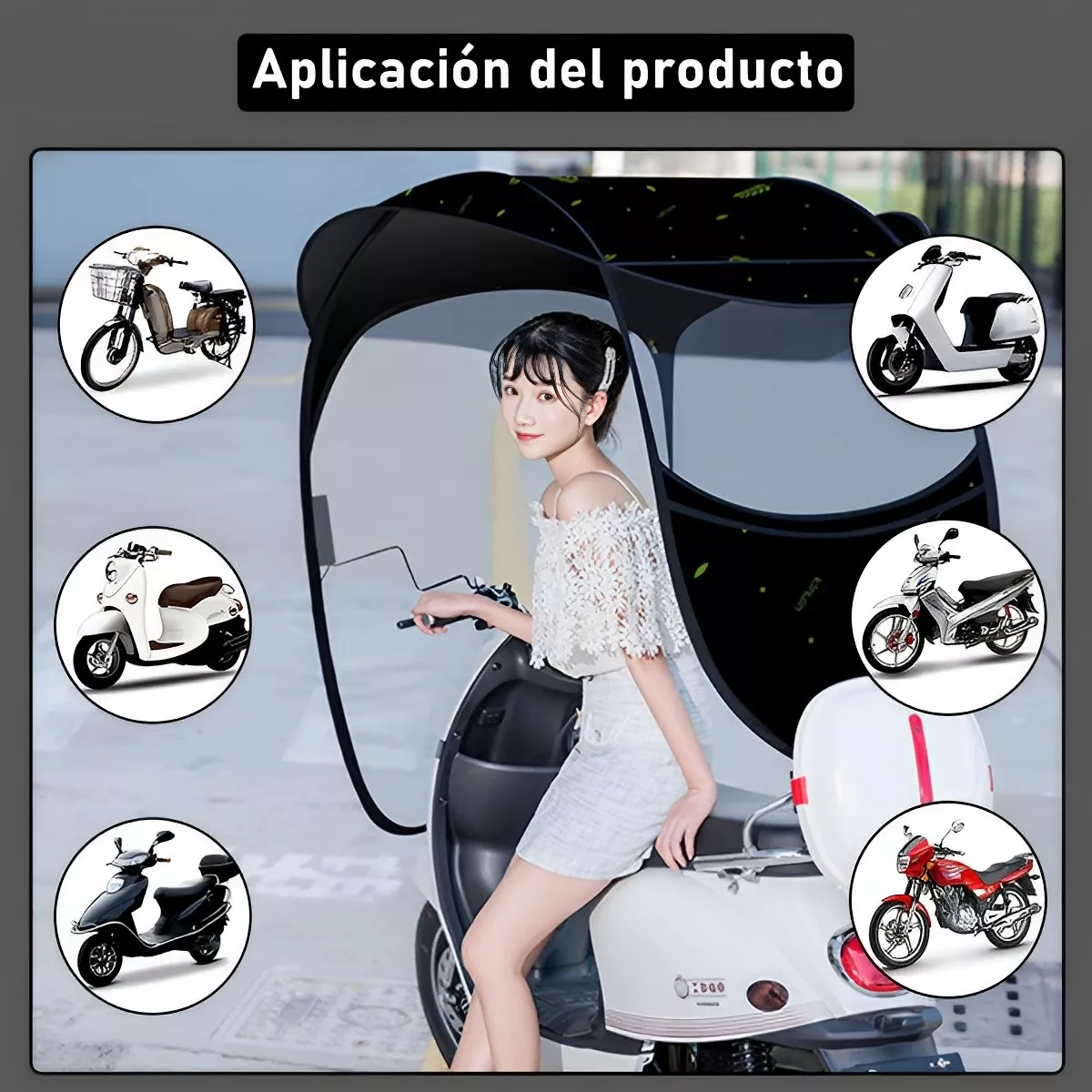 Toldo Cubresol Moto General Impermeable Para Motocicletas Negro