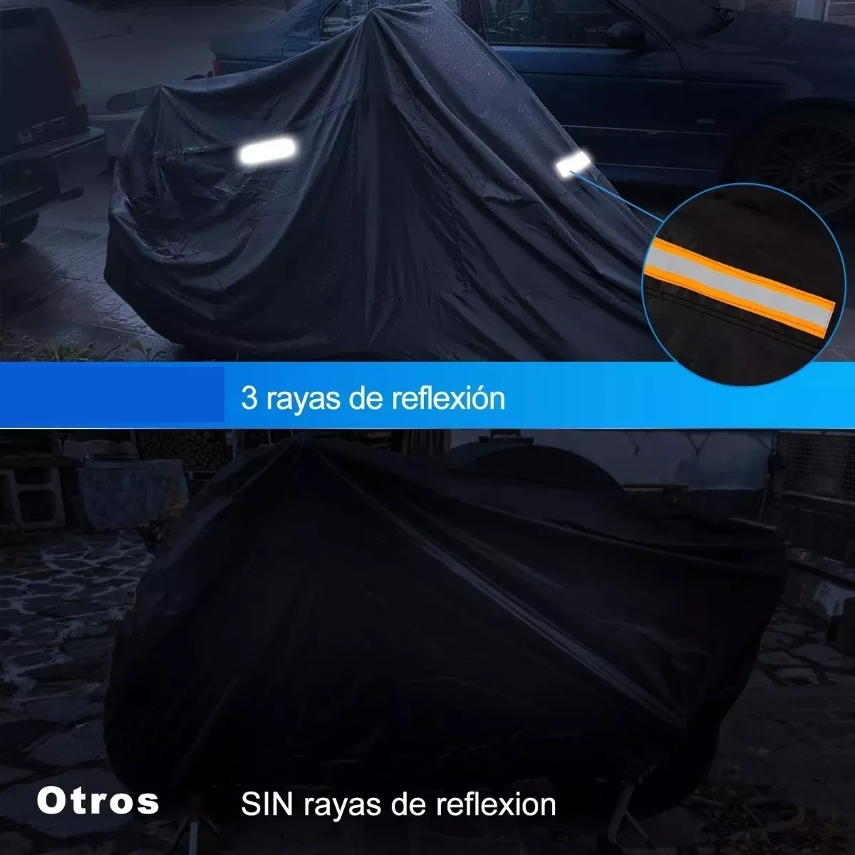 Protectora Funda Para Moto Impermeable Lona Para Motocicleta Negro