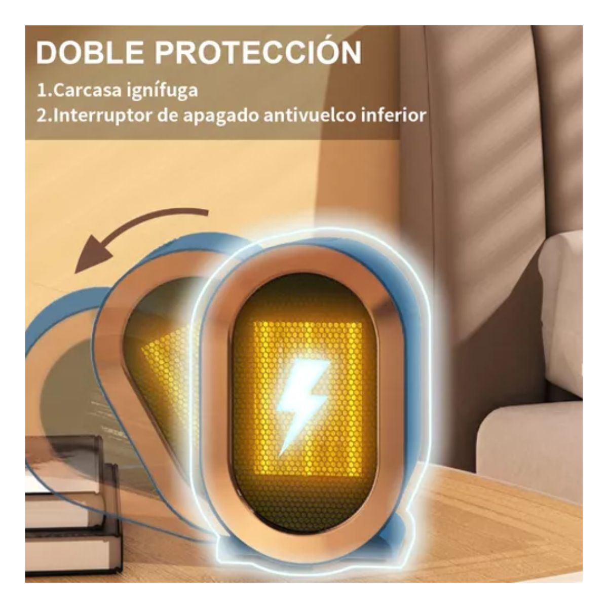 Calefactor Eléctrico Aire Calentador Portatil 2 niveles 1200w Azul 